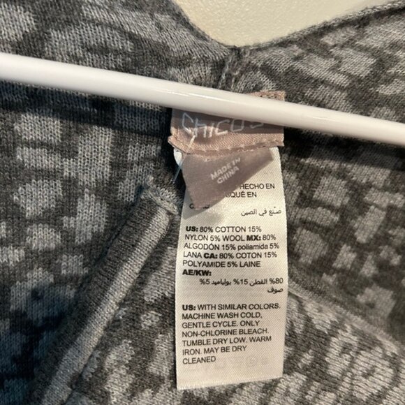 NWT Chico's Gray Animal Cotton Jacquard Ruana Set with Zipper Bag L XL - Picture 4 of 8